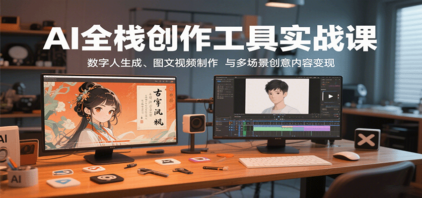 AI全栈创作工具实战课：数字人生成、图文视频制作与多场景创意内容变现-58创客网