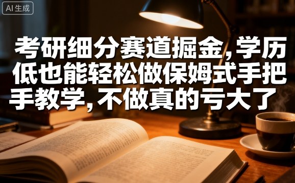 考研细分赛道掘金，日入1k+，学历低也能轻松做保姆式手把手教学，不做真的亏大了【揭秘】-58创客网