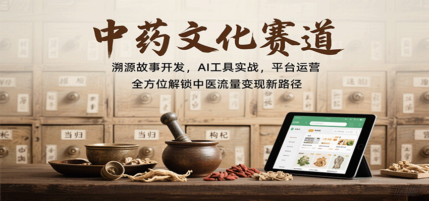 中药文化赛道：溯源故事开发，AI工具实战，平台运营，全方位解锁中医流量变现新路径-58创客网