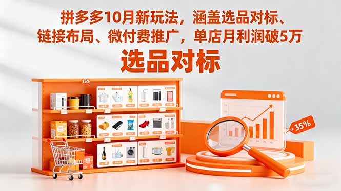 拼多多10月新玩法，涵盖选品对标、链接布局、微付费推广，单店月利润破5万-58创客