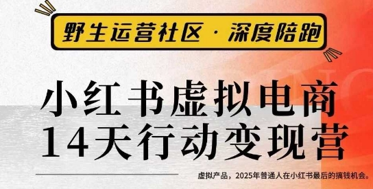 小红书虚拟电商14天变现训练营3.0，​虚拟产品，2025年普通人在小红书最后的搞钱机会-58创客