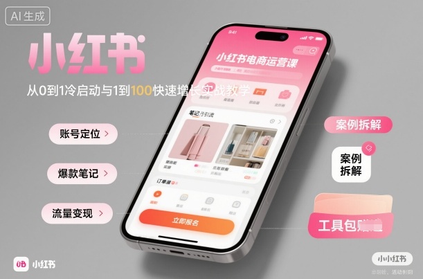 小红书电商运营课：从0到1冷启动与1到100快速增长实战教学-多米联创