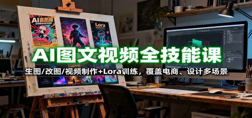 AI图文视频全技能课：生图/改图/视频制作+Lora训练，覆盖电商 、设计多场景-多米联创