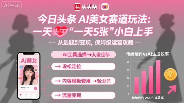 今日头条AI美女赛道玩法，一天轻松5张，小白轻松上手-多米联创