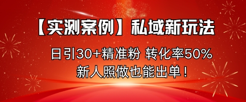 【实测案例】私域新玩法，日引30+精准粉，转化率50%，新人照做也能出单！-58创客