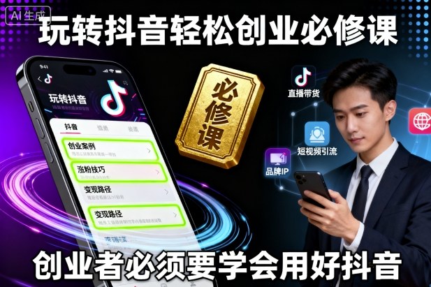 玩转抖音轻松创业必修课，创业者必须要学会用好抖音-58创客网