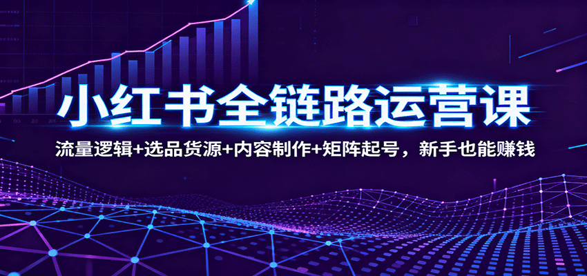 小红书全链路运营课：流量逻辑+选品货源+内容制作+矩阵起号，新手也能赚钱-多米联创