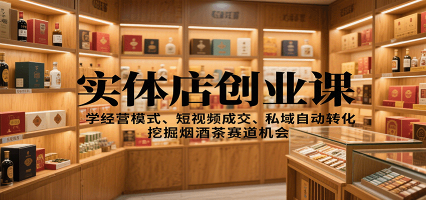 实体店创业课：学经营模式、短视频成交、私域自动转化，挖掘烟酒茶赛道机会-58创客