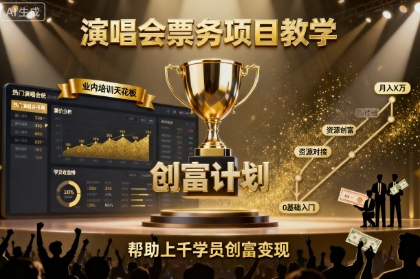 演唱会票务项目教学，业内培训天花板，帮助上千学员创富变现(更新)-58创客