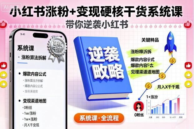 小红书涨粉+变现硬核干货系统课，带你逆袭小红书-58创客网