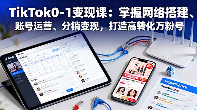 TikTok0-1变现课：掌握网络搭建、账号运营、分销变现，打造高转化万粉号-58创客