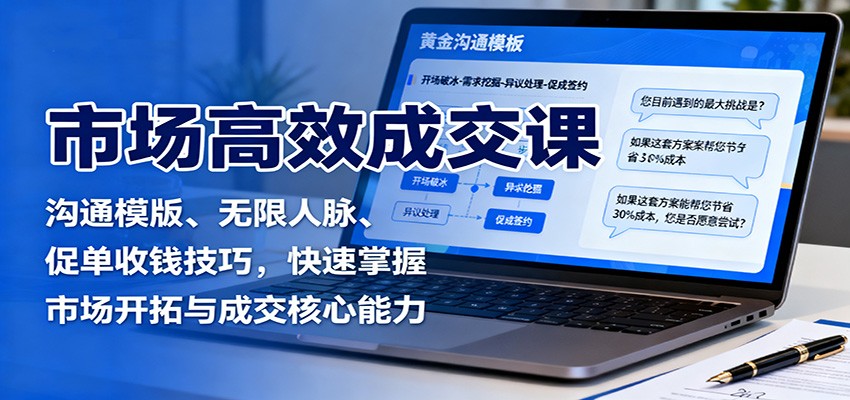 市场高效成交课：沟通模版、无限人脉、促单收钱技巧，快速掌握市场开拓与成交核心能力-58创客
