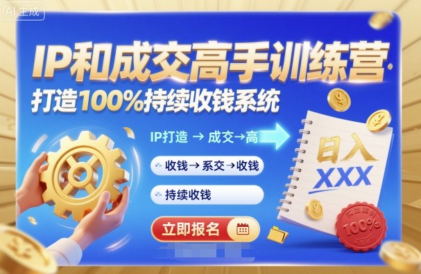 带你成为IP和成交高手的训练营，打造100%持续收钱系统-58创客