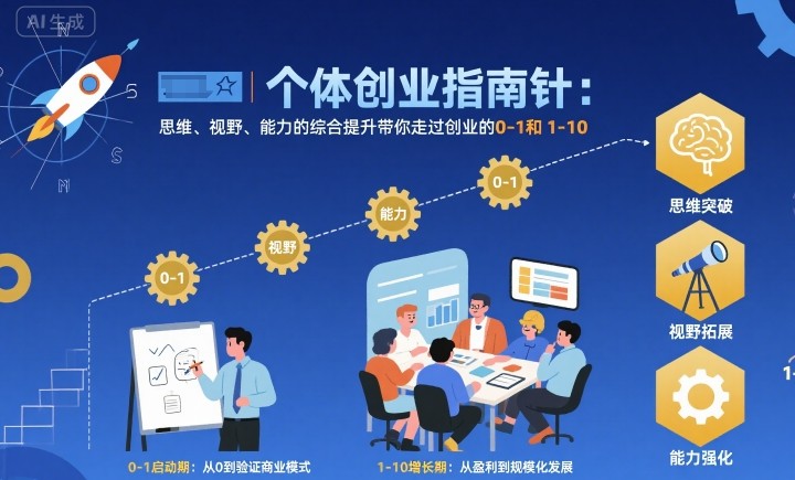 个体创业指南针，思维、视野、能力的综合提升带你走过创业的0-1和1-10【音频】-多米联创