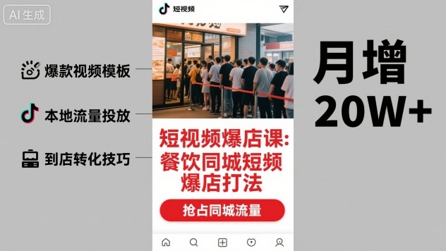 短视频爆店课，餐饮同城短视频爆店打法-多米联创