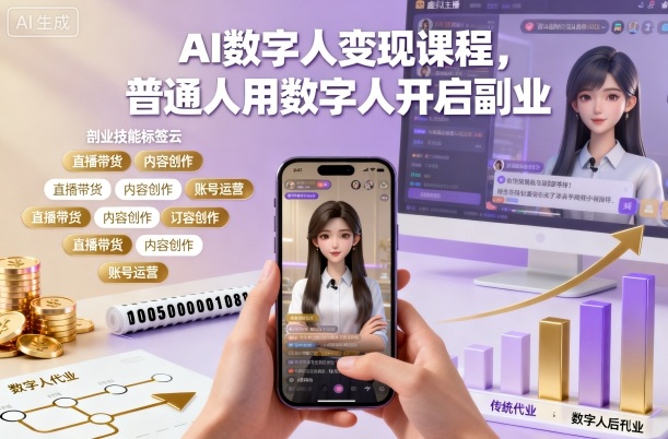 AI数字人变现课程，普通人用数字人开启副业-58创客