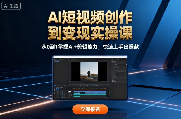 AI短视频创作到变现实操课，从0到1掌握AI+剪辑能力，快速上手出爆款(更新10月)-58创客