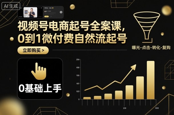 视频号电商起号全案课，0到1微付费自然流起号-58创客
