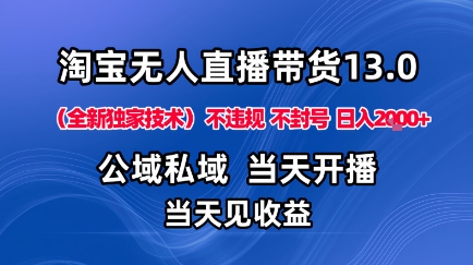淘宝无人直播13.0，公域私域技术，不封号，不违规布局下半年旺季赛道，日入1K+(独家技术)【揭秘】-58创客