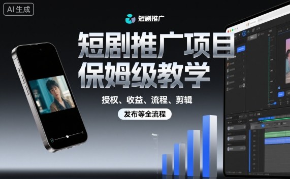 短剧推广项目保姆级教学，授权、收益、流程、剪辑，发布等全流程-58创客