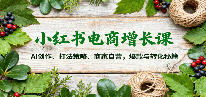 小红书电商增长课：AI创作、打法策略、商家自营，爆款与转化秘籍-58创客