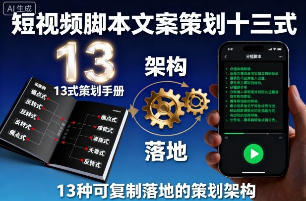 短视频脚本文案策划十三式，13种可复制落地的策划架构-58创客网