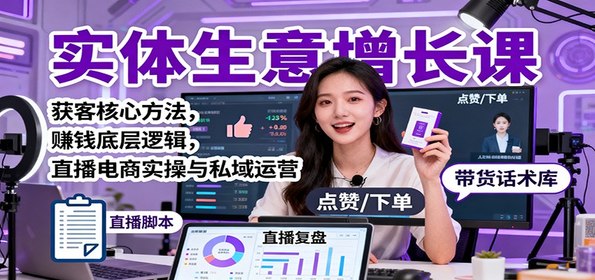 实体生意增长课:获客核心方法,赚钱底层逻辑,直播电商实操与私域运营-58创客