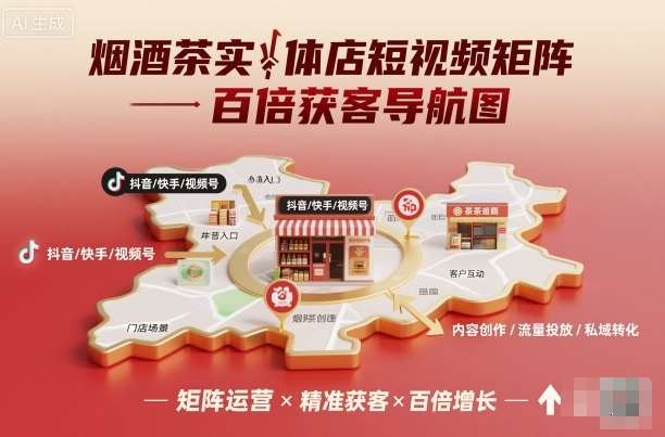 烟酒茶实体店短视频矩阵百倍获客导航图-58创客