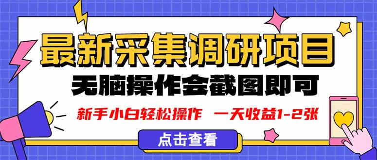 新版采集调研项目，截图上传即可，无脑操作，日收益1-2张-58创客网