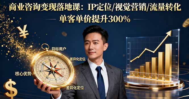 商业咨询变现落地课：IP定位/视觉营销/流量转化，单客单价提升300%-58创客