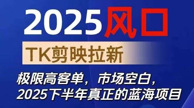 2025风口TK剪映capcut拉新项目,极限高客单,市场空白,2025下半年真正的蓝海项目-申水仓