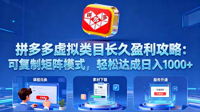 拼多多虚拟类目长久盈利攻略：可复制矩阵模式，轻松达成日入 1000+-58创客