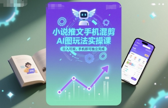 小说推文手机混剪AI图玩法实操课，日入可观，手机即可独立完成-多米联创