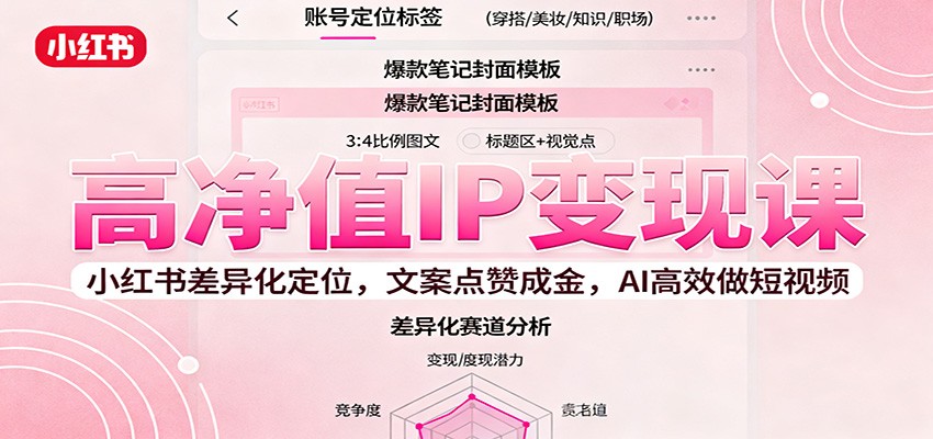 高净值IP变现课：小红书差异化定位，文案点赞成金， AI高效做短视频-58创客
