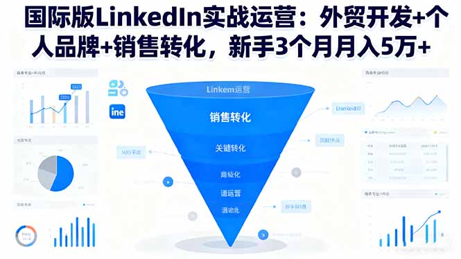 国际版LinkedIn实战运营:外贸开发+个人品牌+销售转化,新手3个月月入5万+-申水仓