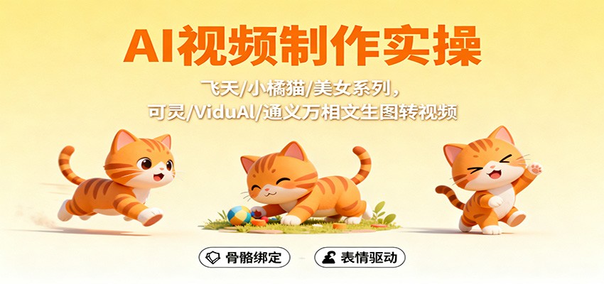 AI视频制作实操,飞天/小橘猫/美女系列,可灵/ViduAl/通义万相文生图转视频-申水仓