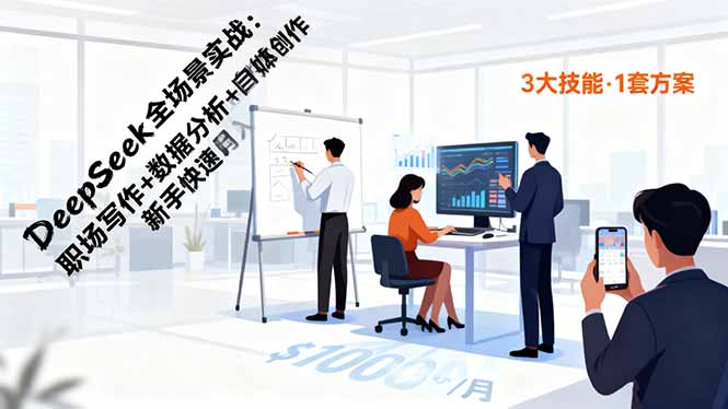 DeepSeek全场景实战:职场写作+数据分析+自媒体创作,新手快速月入过万-申水仓