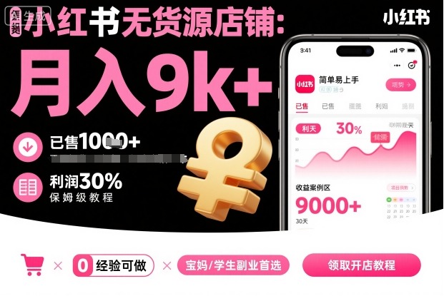 小红书无货源店铺项目，简单易上手，月入9k+，保姆级教程-多米联创