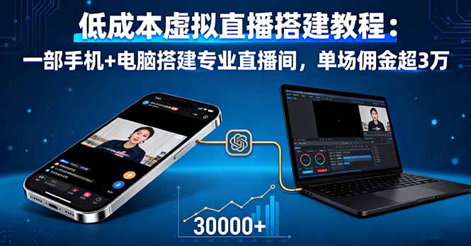 低成本虚拟直播搭建教程：一部手机+电脑搭建专业直播间，单场佣金超3万-58创客网
