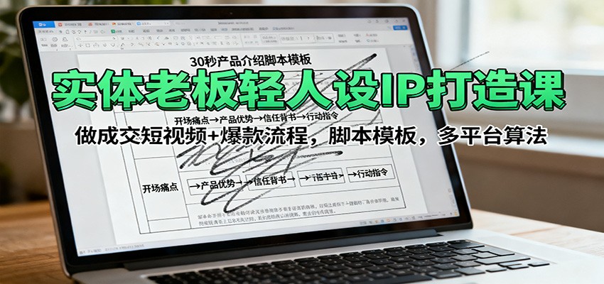 实体老板轻人设IP打造课：做成交短视频+爆款流程，脚本模板，多平台算法-58创客
