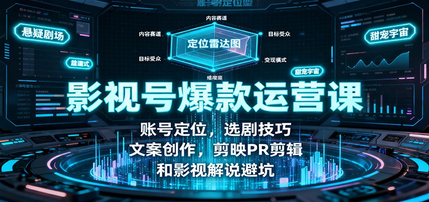 影视号爆款运营课：账号定位，选剧技巧，文案创作，剪映PR剪辑和影视解说避坑-58创客