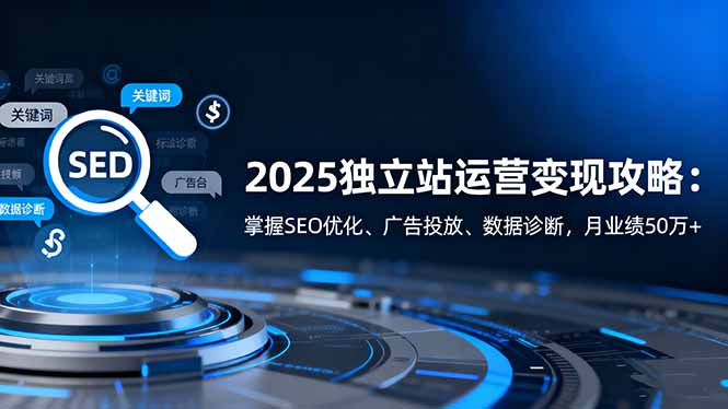 2025独立站运营变现攻略：掌握SEO优化、广告投放、数据诊断，月业绩50万+-58创客