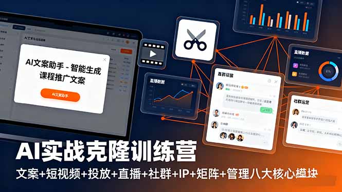AI实战克隆训练营：文案+短视频+投放+直播+社群+IP+矩阵+管理八大核心模块-58创客