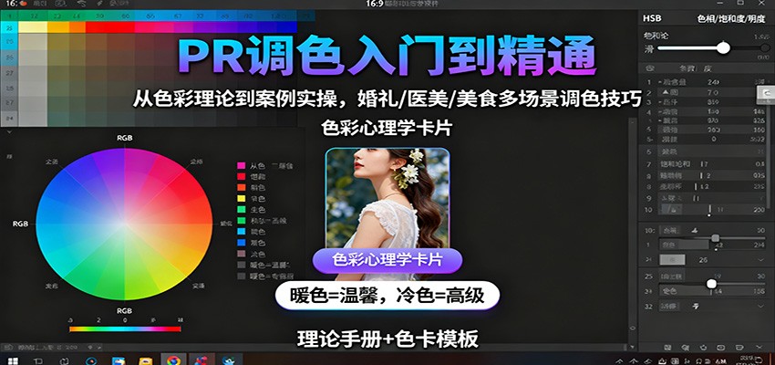 PR调色入门到精通：从色彩理论到案例实操，婚礼/医美/美食多场景调色技巧-58创客