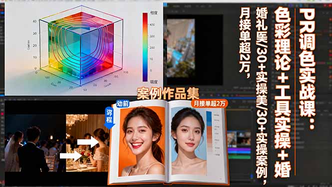 PR调色实战课：色彩理论+工具实操+婚礼医美/30+实操案例，月接单超2万-58创客