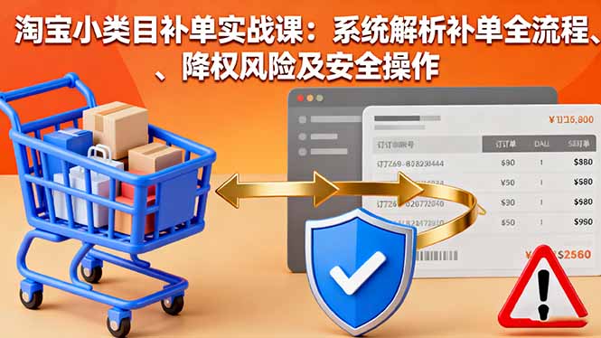 淘宝小类目补单实战课：系统解析补单全流程、降权风险及安全操作-58创客
