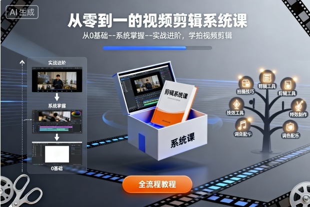 从零到一的视频剪辑系统课，从0基础–系统掌握–实战进阶，学拍视频剪辑-58创客网