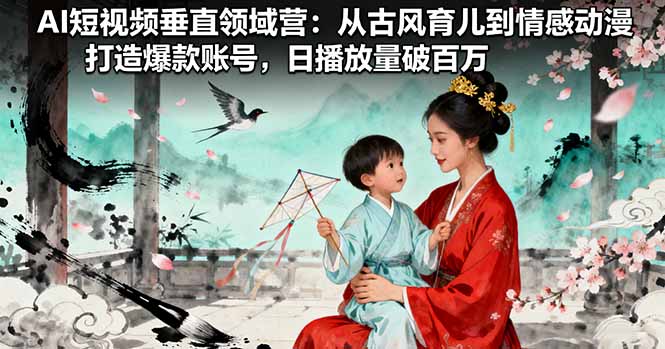 AI短视频垂直领域营：从古风育儿到情感动漫，打造爆款账号,日播放量破百万-58创客
