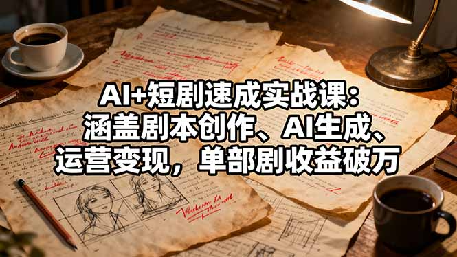 AI+短剧速成实战课：涵盖剧本创作、AI生成、运营变现，单部剧收益破万-58创客