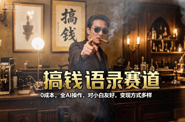 搞钱语录赛道，0成本，全AI操作，对小白友好，变现方式多样-多米联创